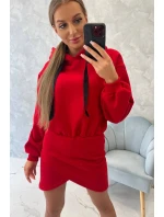 Zateplené šaty s obálkovým dnom červené