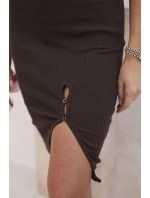 Dámská model 21774829 sukně s knoflíky kostkovaná béžová - K-Fashion