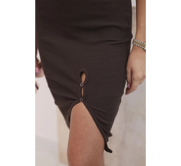 Dámská model 21774829 sukně s knoflíky kostkovaná béžová - K-Fashion