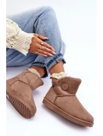 Ocieplane Damskie Śniegowce Z Ozdobą Ciemnobeżowe Siriol