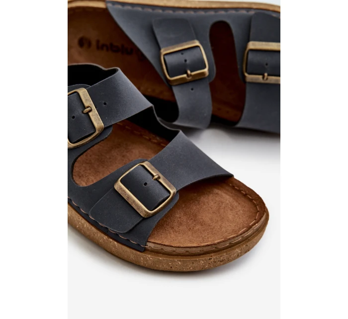 Lehké pohodlné pánské žabky s přezkami model 21665699 modré - Inblu