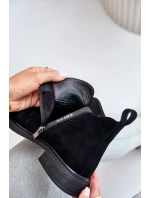 Semišové Nízké Boty Na Plochém Podpatku Zateplené D&A model 21674470 Černé - S.Barski Semišové Nízké Boty Na Plochém Podpatku Zateplené D&A model 21674470 Černé - S.Barski