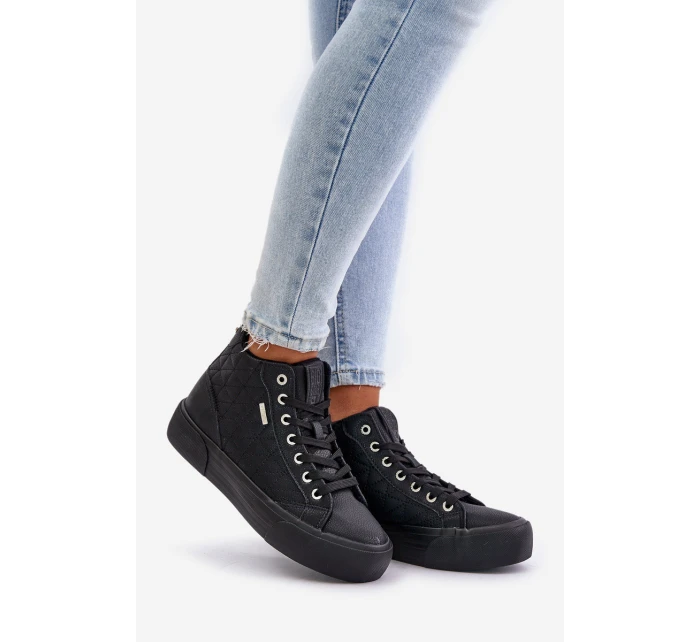 Ocieplane Trampki Damskie Z Przeszyciami Big Star OO274A480 Czarne Ocieplane Trampki Damskie Z Przeszyciami Big Star OO274A480 Czarne