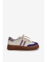 Zazoo N1068S6 Skórzane Niskie Sneakersy Damskie Na Platformie Białe