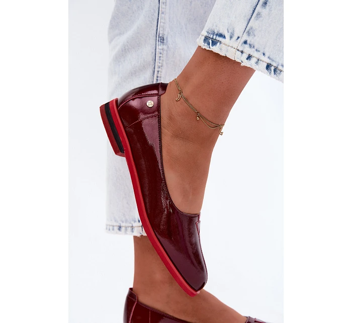 Kožené lakované baleríny model 22123170 bordó - Maciejka