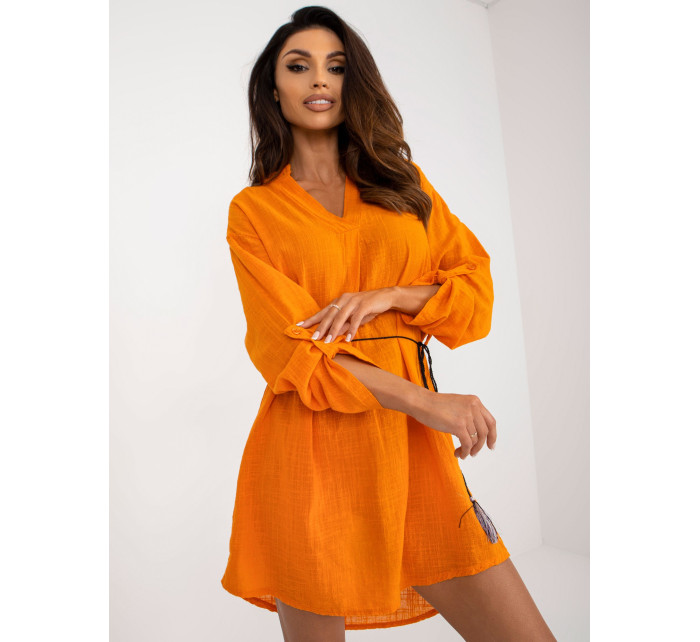 Bavlnené ležérne šaty OCH BELLA v oranžovej farbe
