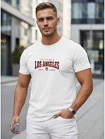Pánské bavlněné tričko s nápisem, bílé, FashionStreet NX5136R