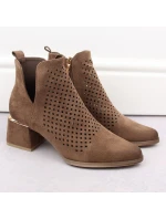 Semišové čižmy na podpätku Potocki W WOL213B hnedé