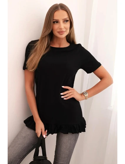 Dámska blúzka s volánom dole čierna