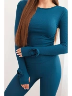 Dámska pruhovaná súprava z viskózy s dlhými rukávmi a legínami marine Dámska pruhovaná súprava z viskózy s dlhými rukávmi a legínami marine