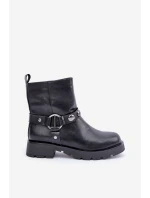 Botki Na Płaskim Obcasie Ocieplane Z Ozdobnymi Paskami Czarne Felilania Botki Na Płaskim Obcasie Ocieplane Z Ozdobnymi Paskami Czarne Felilania