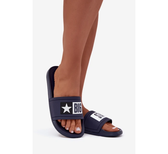 Damskie Klapki Big Star DD274A265 Granatowo-Białe Damskie Klapki Big Star DD274A265 Granatowo-Białe