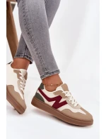 Sneakersy Damskie Niskie Eko Skórzane Beżowe Givelle