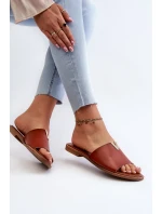 Dámske papuče z ekokože na plochom podpätku, hnedé Maliha Dámske papuče z ekokože na plochom podpätku, hnedé Maliha