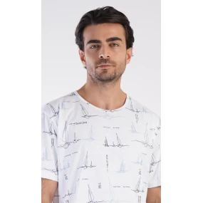 Pánska nočná košeľa s krátkym rukávom Plachetnica Pánska nočná košeľa s krátkym rukávom Plachetnica