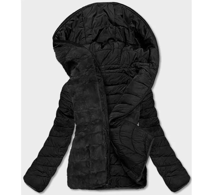 Čierna krátka obojstranná dámska zimná bunda (2M-21507) Čierna krátka obojstranná dámska zimná bunda (2M-21507)