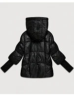 Dámská bunda s pletenými manžetami, oversize, černá (B6078-1) Dámská bunda s pletenými manžetami, oversize, černá (B6078-1)