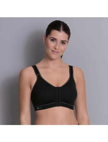 frontline otvorená športová podprsenka so zapínaním vpredu 5523 čierna - Active