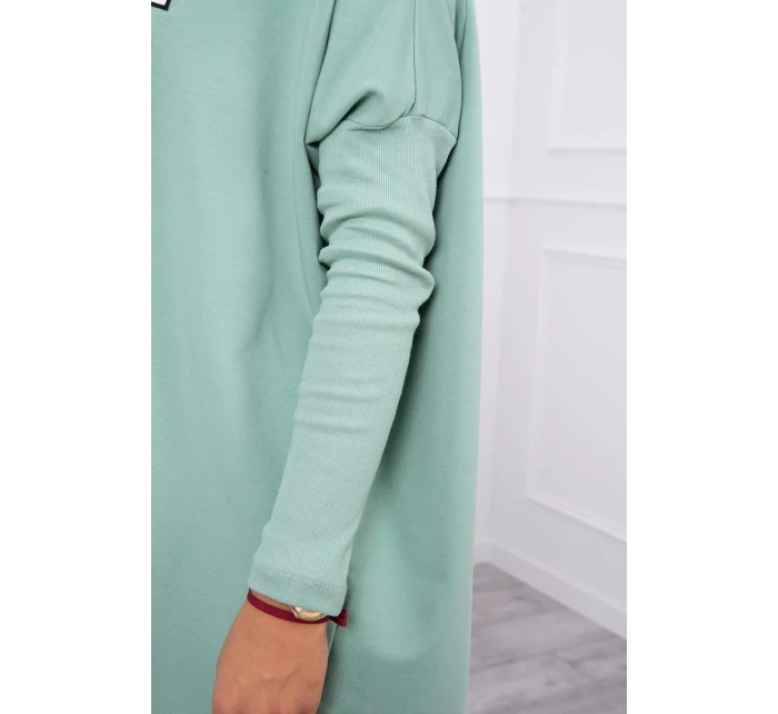 Oversize mikina s asymetrickými boky tmavě mátová Oversize mikina s asymetrickými boky tmavě mátová