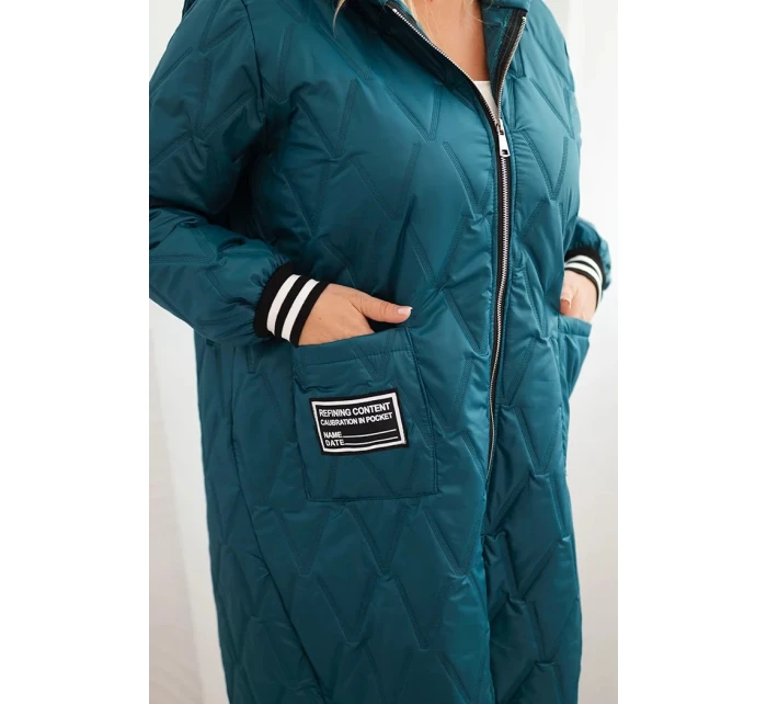 Dámska prešívaná bunda s kapucňou a športovými manžetami Marine