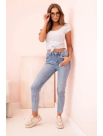 Dámska klasická bavlnená blúzka s krátkymi rukávmi modrá