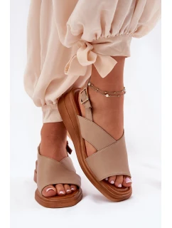 Dámské Sandály Na Klínu Z Eko Kůže Béžové model 21692856 - Boto