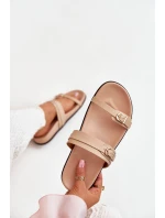 Dámské Pantofle S Přezkami Béžové model 21700025 - Boto