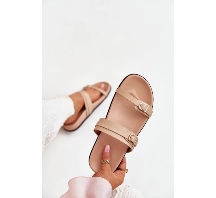 Dámské Pantofle S Přezkami Béžové model 21700025 - Boto