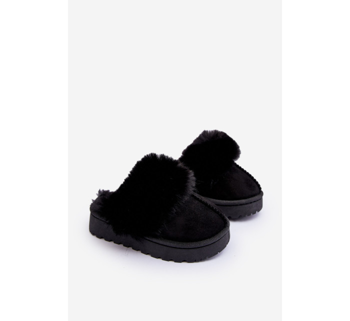 Detské papuče s kožušinou, Black Birasta