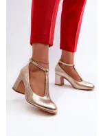 Zlaté lodičky Raniyah na vysokom podpätku z ekokože