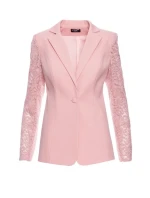 Dámské sako s krajkovými rukávy model 21857561 Pudr růžová - Moe