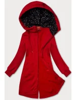 Červená dlouhá dámská rozepínací mikina s kapucí model 21229579 - LHD