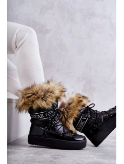 Dámské šněrovací boty do sněhu Černá model 21596340 - Boto