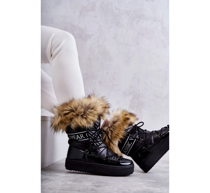 Dámské šněrovací boty do sněhu Černá model 21596340 - Boto Dámské šněrovací boty do sněhu Černá model 21596340 - Boto