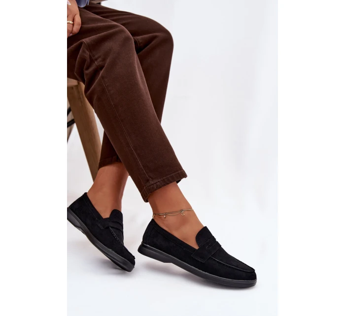 Dámské mokasiny z eko semiše černé model 21900403 - Boto