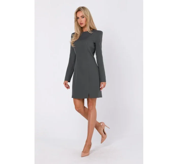 Šaty s prošíváním khaki barva model 18863477 - Moe Šaty s prošíváním khaki barva model 18863477 - Moe