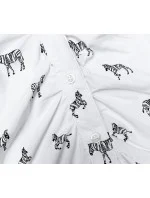 Dámska blúzka s golierom a zebrovaným vzorom (AWY2011D) biela - Móda