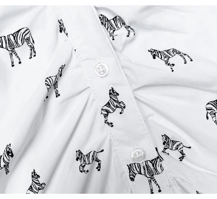 Dámska blúzka s golierom a zebrovaným vzorom (AWY2011D) biela - Móda