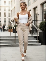 Jeansy damskie mom fit z wysokim stanem beżowe model 22123813 - FashionStreet