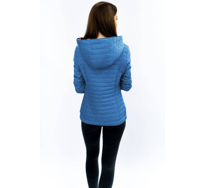 Svetlo modrá bunda s asymetrickým zipsom (DL015)