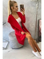 Volná bunda s kapucí v červené barvě Volná bunda s kapucí v červené barvě