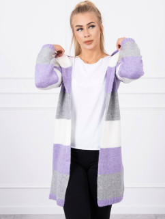 Trojfarebný pruhovaný sveter ecru+violet+grey