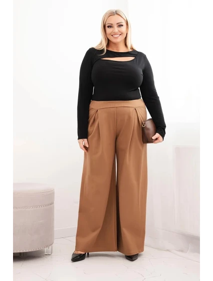 Dámské kalhoty Plus Size s širokými nohavicemi a model 21728711 - K-Fashion Dámské kalhoty Plus Size s širokými nohavicemi a model 21728711 - K-Fashion