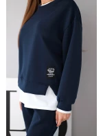 Dámský komplet s mikinou a tepláky modrý model 21808619 - K-Fashion Dámský komplet s mikinou a tepláky modrý model 21808619 - K-Fashion