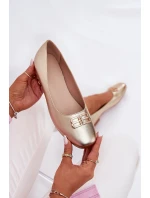 Elegantní Dámské Baletky S Dekorací model 21690098 Zlaté - VINCEZA