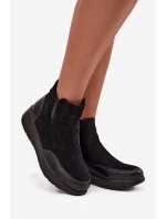 Dámské kotníkové boty na zip kožešinou Černé model 21714328 - Boto