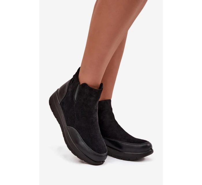 Dámské kotníkové boty na zip kožešinou Černé model 21714328 - Boto