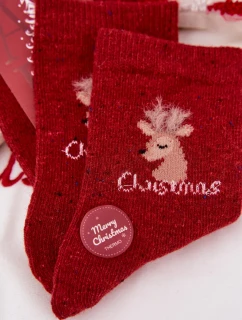 Dámské vánoční ponožky s  alpaka červené model 21786725 - Aura.via