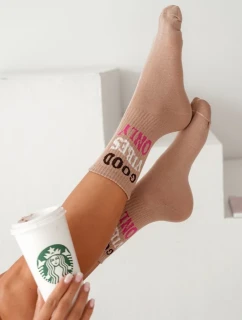 Dámske ponožky s Good Vibes Only Beige