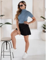 Dámský žebrovaný svetr s krátkým rukávem modrý Dstreet model 21991058 - FashionStreet